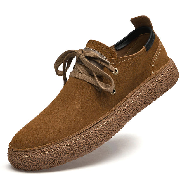 Nubuck Leather Loose Fitting Casual Shoes Brown Shoes - Tophatter Daily Deals