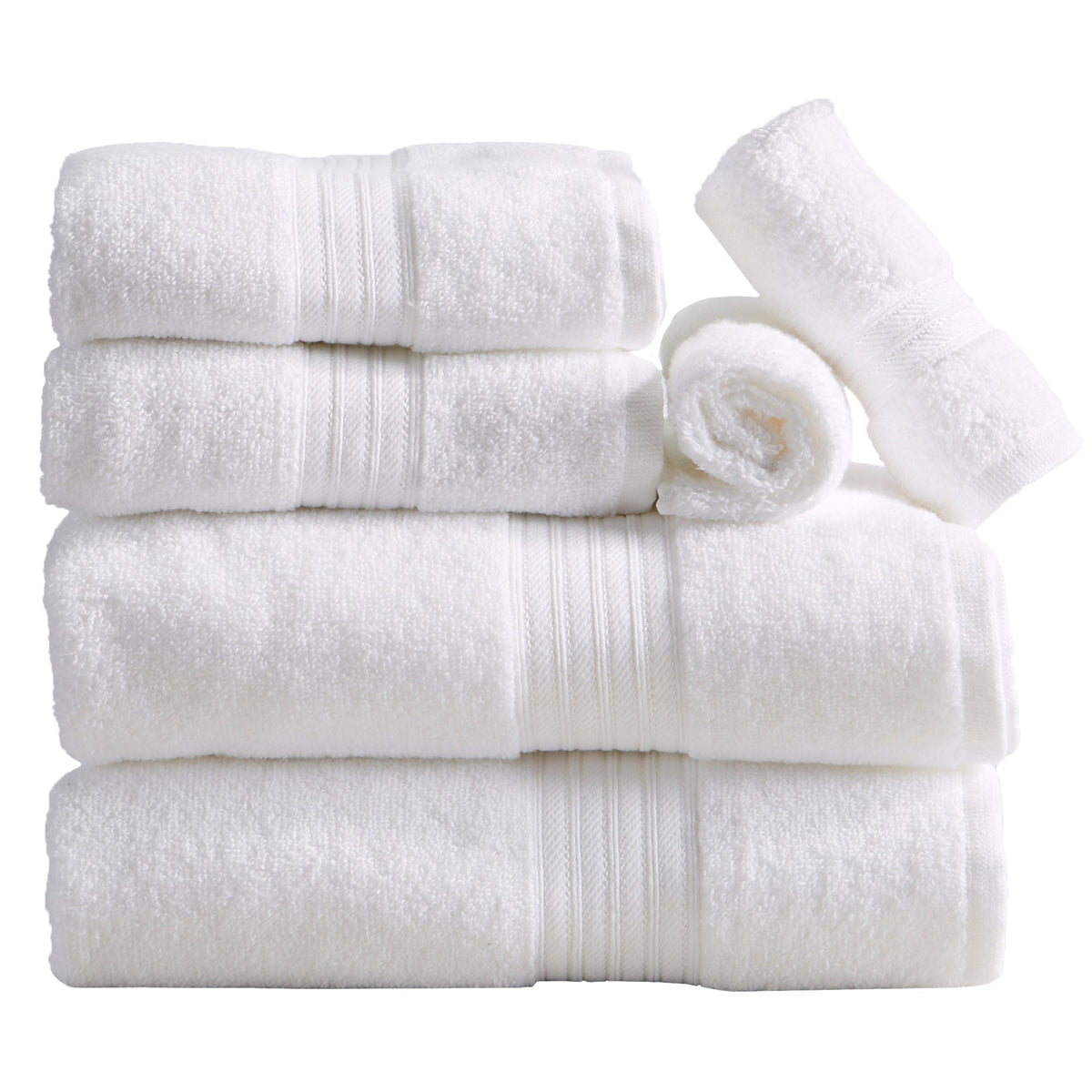 Cotton Terry Bath Towel Set - Cooper Collection 6 Piece Set White Bath - Tophatter Daily Deals