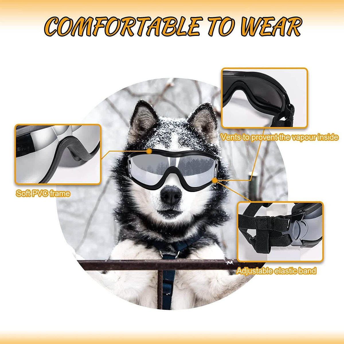 NVTED Dog Sunglasses with Adjustable Strap for Medium or Large Dog Pet Supplies - Tophatter Daily Deals