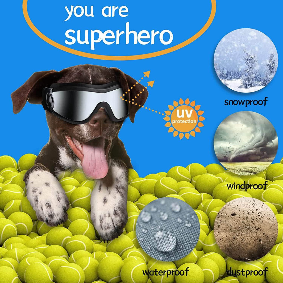 NVTED Dog Sunglasses with Adjustable Strap for Medium or Large Dog Pet Supplies - Tophatter Daily Deals