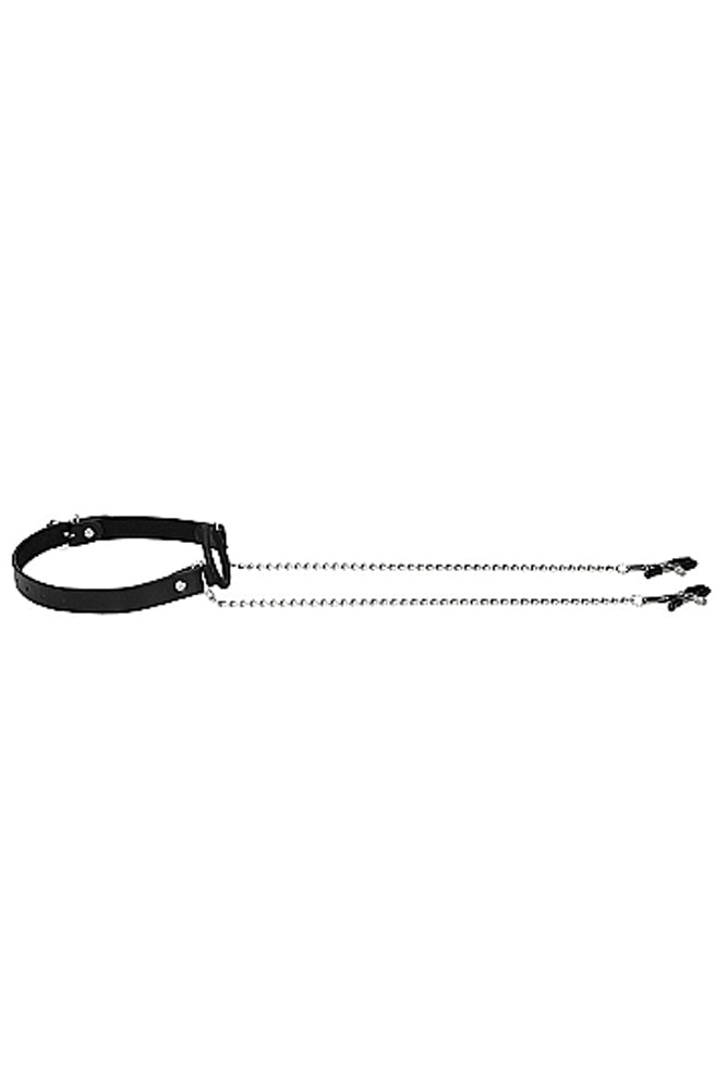 Ouch by Shots Toys - O-Ring Gag With Nipple Clamps - Black BDSM - Tophatter Daily Deals