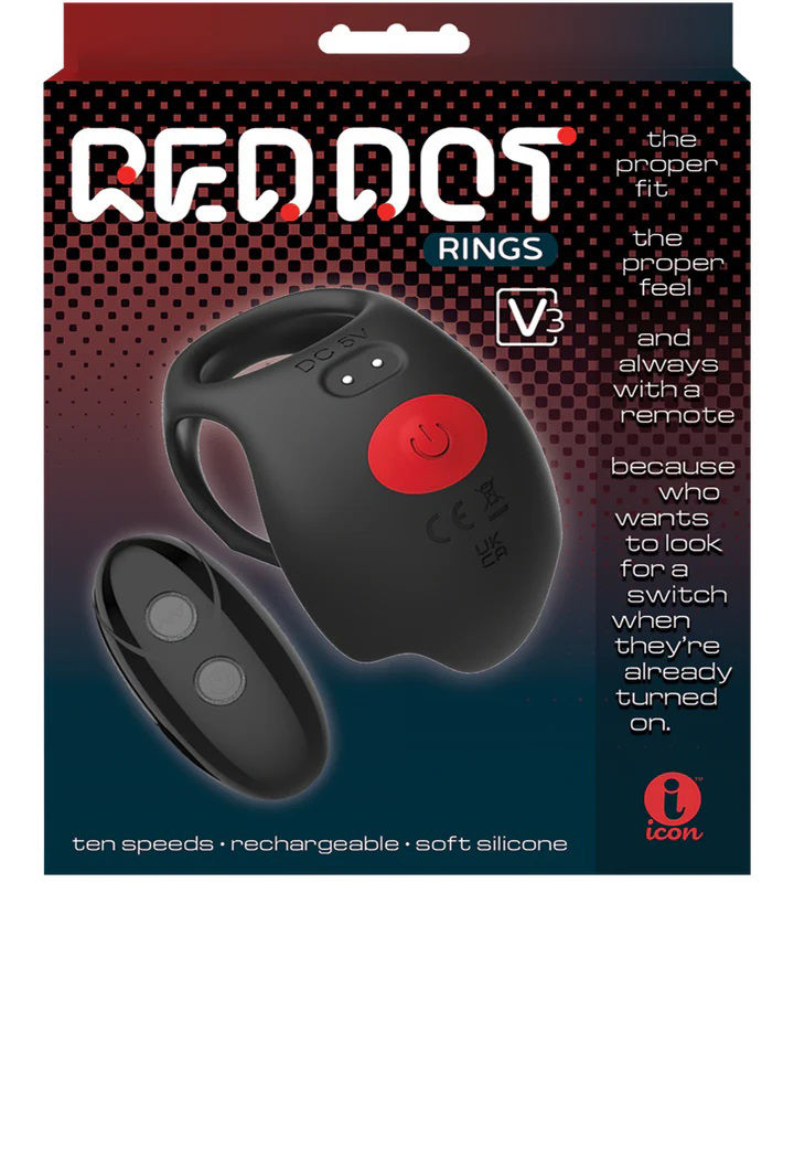 Red Dot V3 (Black/Red) – Remote-Controlled Vibrating Cock Ring > Sex Toys > Remote Control Toys - Tophatter Daily Deals