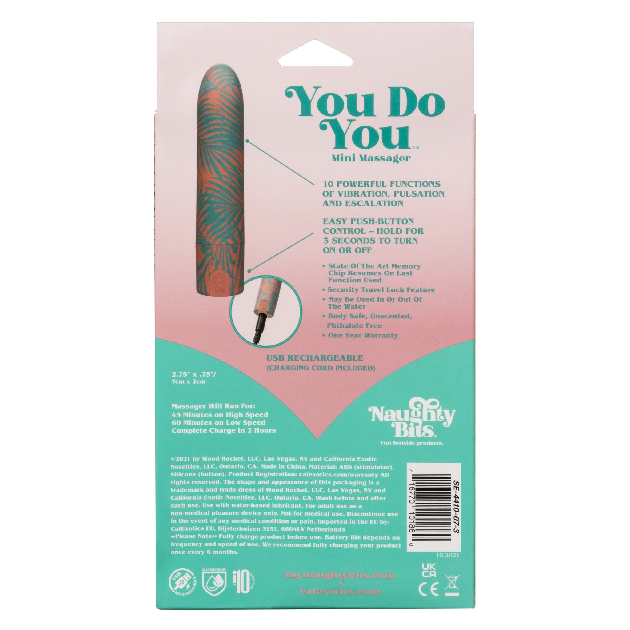 Naughty Bits You Do You Mini Massager 3-Inch Silicone Bullet with Floral Pattern and 10 Vibration Functions > Vibrators > Mini Vibrators - Tophatter Daily Deals