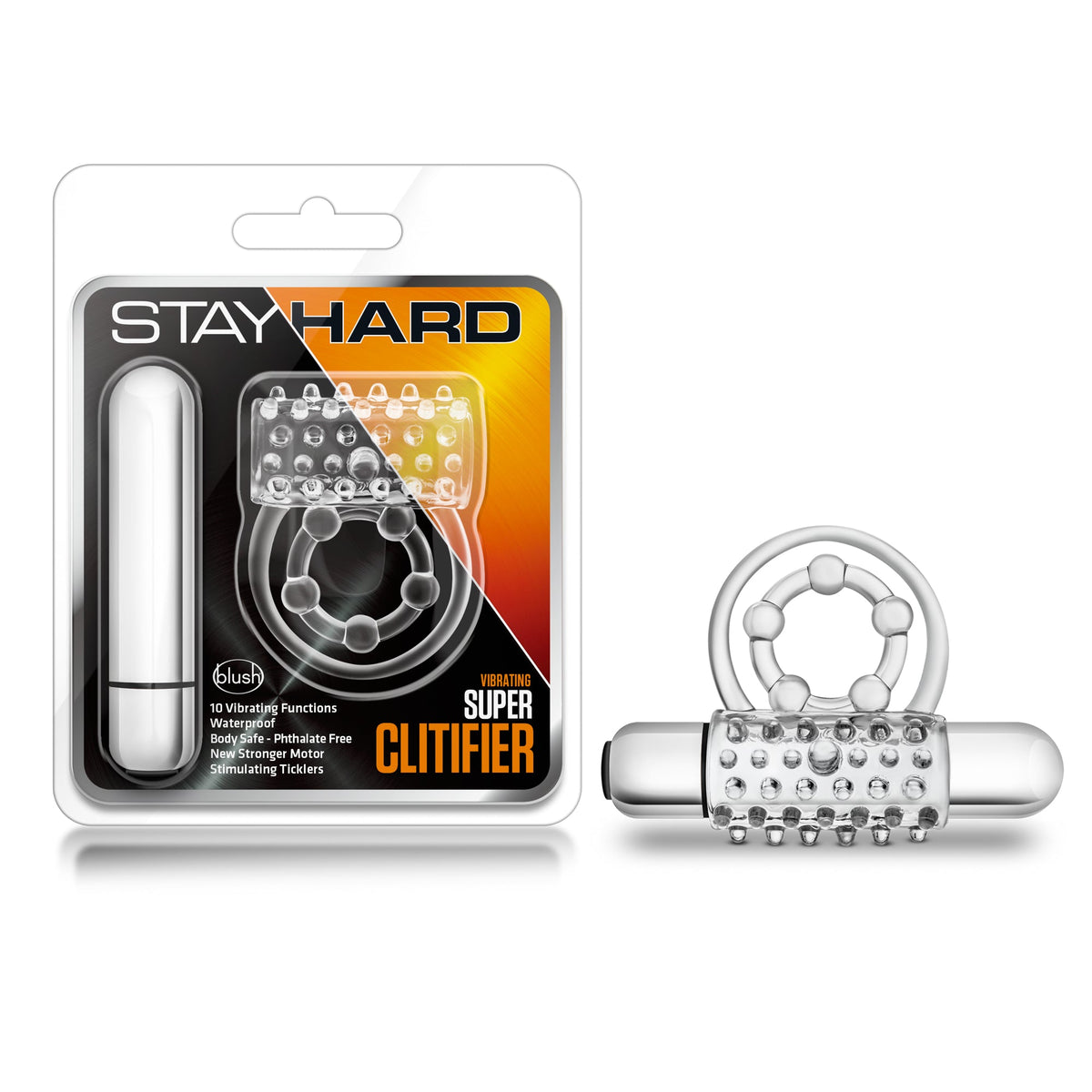 Stay Hard Vibrating Super Clitifier - Vibrating Cock Ring - Clear > Cock Ring > Vibrating - Tophatter Daily Deals