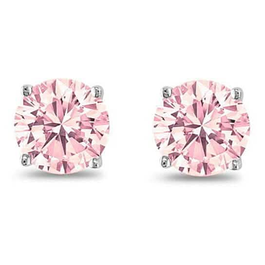 October Birthstone Pink 925 Sterling Silver Round Cz Stud Earring Earrings - Tophatter Daily Deals