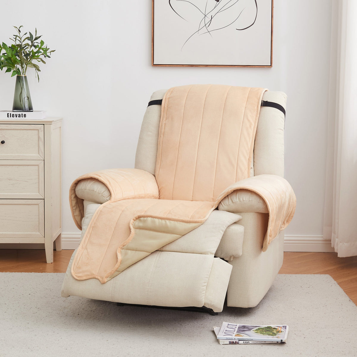 Velvet Furniture Protectors - Velvet Collection Recliner Peach Furniture & Decor - Tophatter Daily Deals