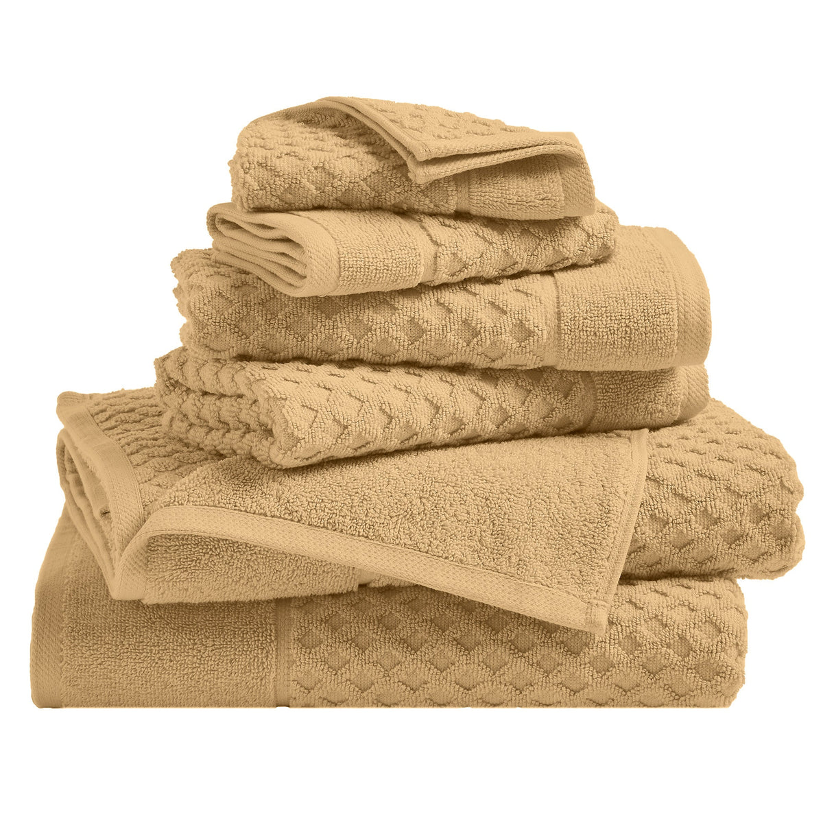 Cotton Diamond Waffle Weave Bath Towel Set - Grayson Collection 6 Piece Set Sand Bath - Tophatter Daily Deals