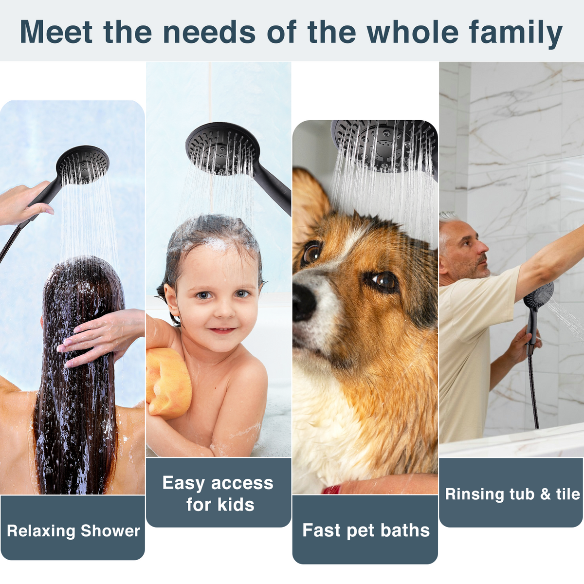 9-Spray Handheld Shower Head Set with Hose and Shower Arm Mount Home Improvement - Tophatter Daily Deals