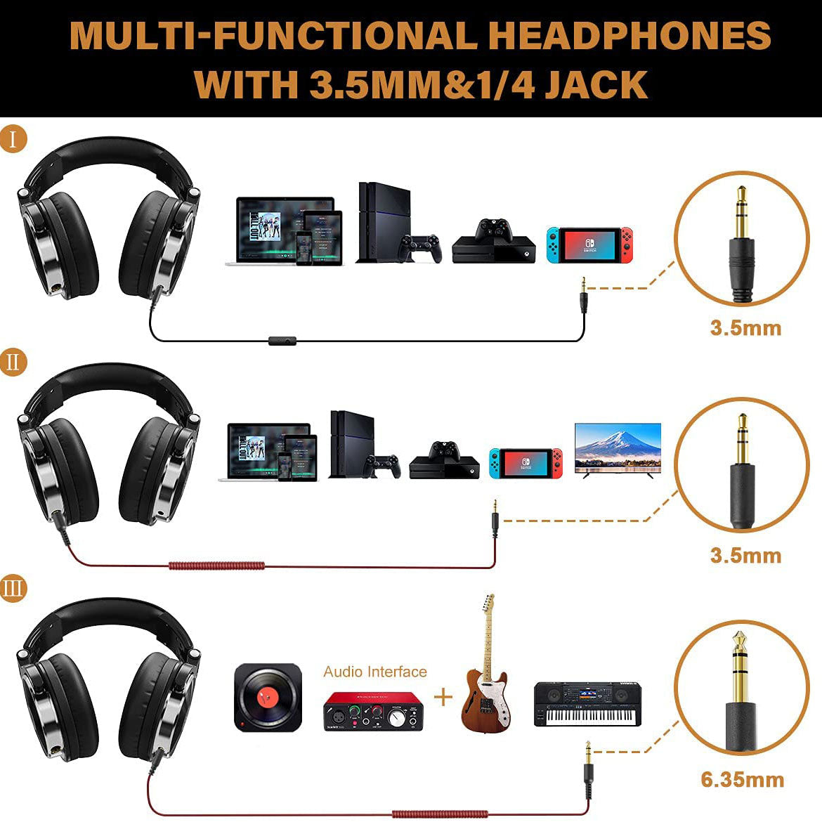 OneOdio Wired Over Ear Headphones Studio Monitor & Mixing DJ Stereo Headsets Over-Ear Headphones - Tophatter Daily Deals