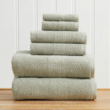 100% Cotton Woven Texture Bath Towel Set - Marbella Collection 6 Piece Set Eucalyptus Bath - Tophatter Daily Deals