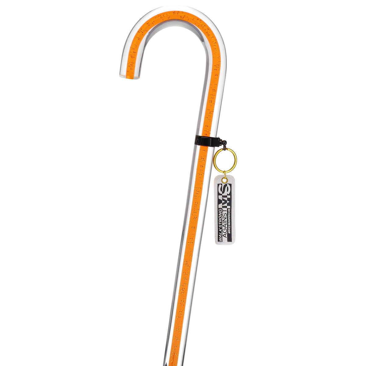 "Be Bold Wear Orange" Cane: Orange Streak w/ Floating Bubbles in Clear Shaft
