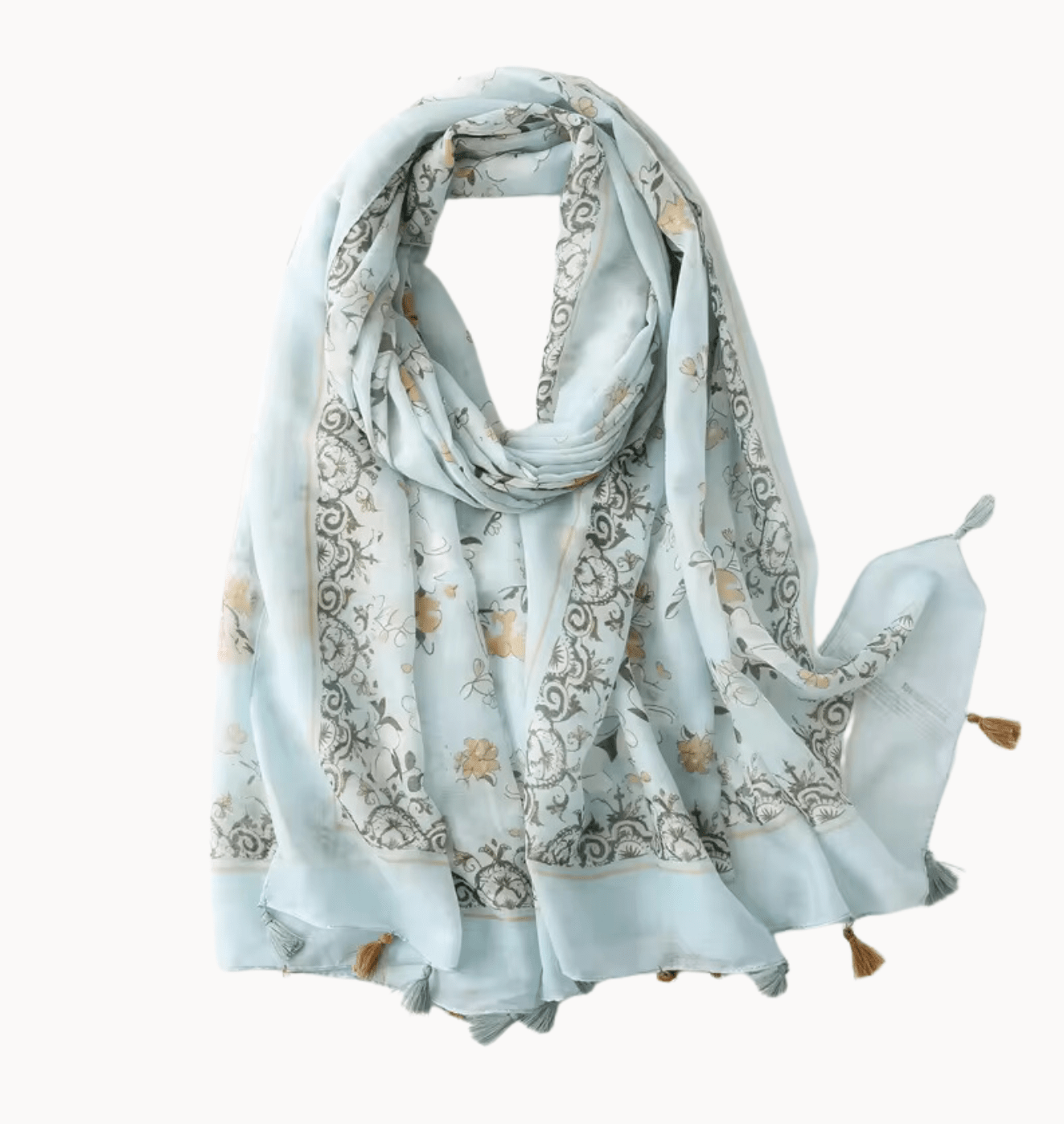 Mint Floral Scarf with Tassels Multi Scarves - Tophatter Daily Deals