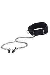 Ouch by Shots Toys - Velcro Collar & Nipple Clamps - Black BDSM - Tophatter Daily Deals
