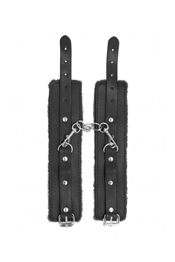 Ouch by Shots Toys - Plush Leather Wrist Cuffs - Black BDSM - Tophatter Daily Deals