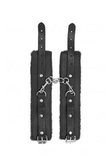 Ouch by Shots Toys - Plush Leather Wrist Cuffs - Black BDSM - Tophatter Daily Deals