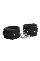 Ouch by Shots Toys - Plush Leather Wrist Cuffs - Black BDSM - Tophatter Daily Deals