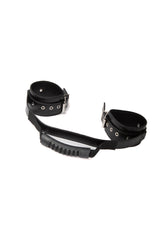 Ouch by Shots Toys - Adjustable Leather Handcuffs With Handle - Black BDSM - Tophatter Daily Deals