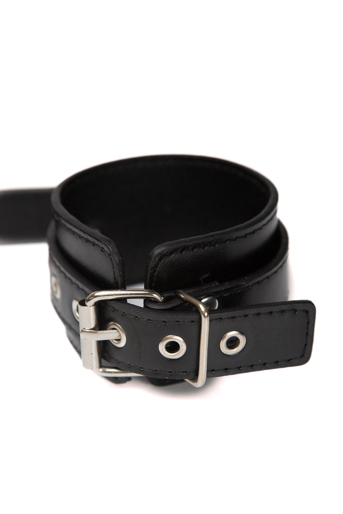 Ouch by Shots Toys - Adjustable Leather Handcuffs With Handle - Black BDSM - Tophatter Daily Deals