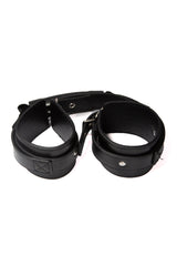 Ouch by Shots Toys - Adjustable Leather Handcuffs With Handle - Black BDSM - Tophatter Daily Deals