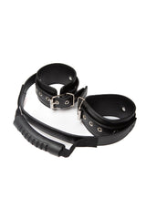 Ouch by Shots Toys - Adjustable Leather Handcuffs With Handle - Black BDSM - Tophatter Daily Deals