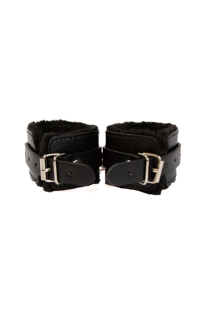 Ouch by Shots Toys - Plush Leather Wrist Cuffs - Black BDSM - Tophatter Daily Deals