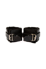 Ouch by Shots Toys - Plush Leather Wrist Cuffs - Black BDSM - Tophatter Daily Deals