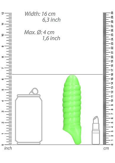 Ouch! Glow in the Dark Swirl Thick Stretchy Penis Sleeve 6.3in Neon Green - Tophatter Daily Deals