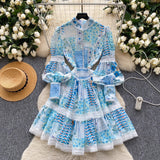 Elegant Vintage Hollow Out Print Women Dresses Mini Dresses - Tophatter Daily Deals