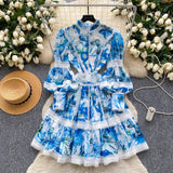 Elegant Vintage Hollow Out Print Women Dresses Mini Dresses - Tophatter Daily Deals
