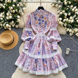 Elegant Vintage Hollow Out Print Women Dresses Mini Dresses - Tophatter Daily Deals