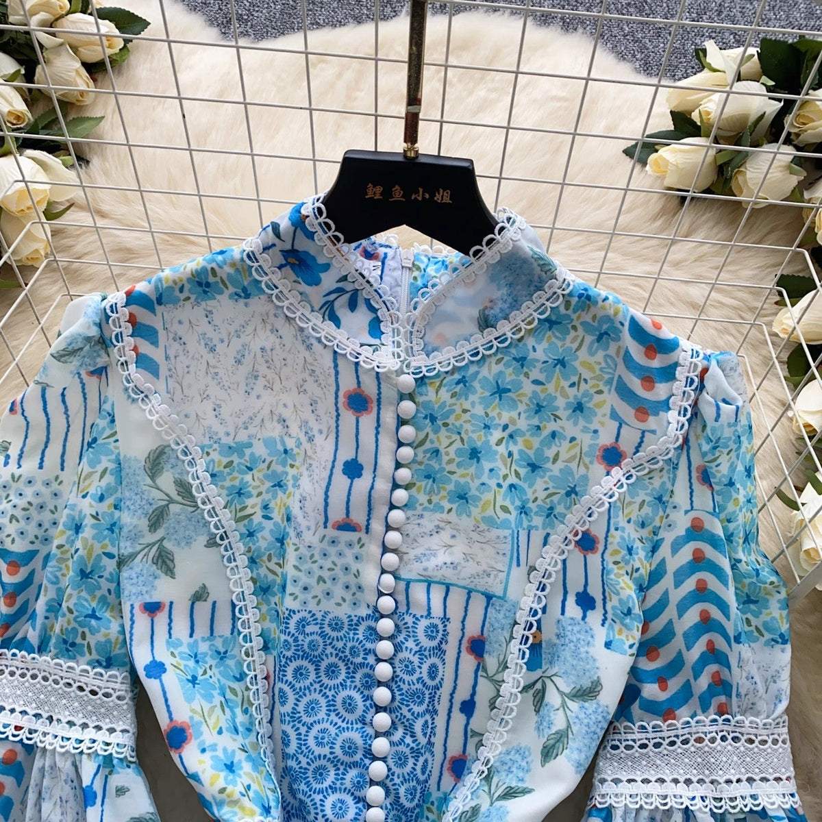 Elegant Vintage Hollow Out Print Women Dresses Mini Dresses - Tophatter Daily Deals