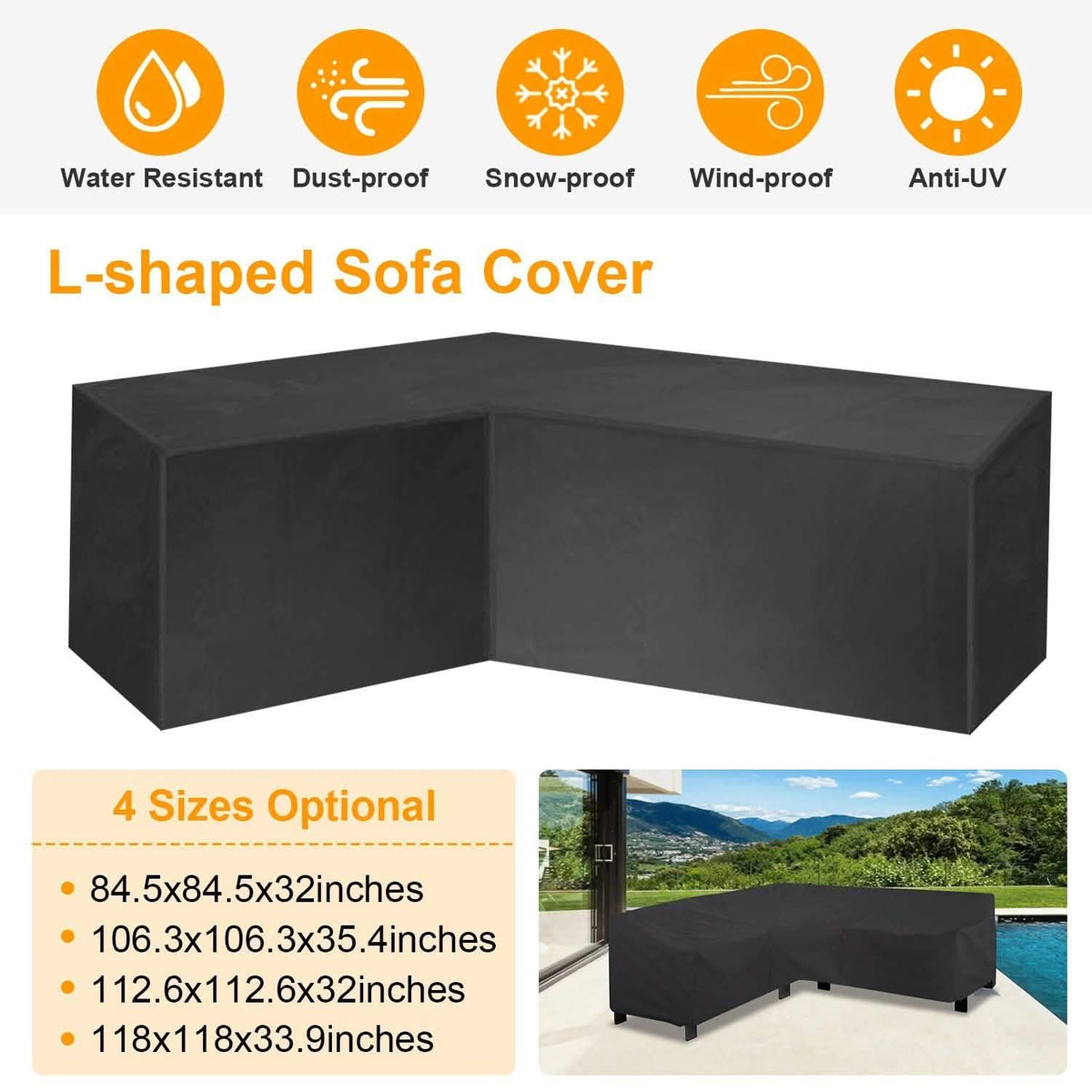 Outdoor L Shape Sofa Covers Water Resistant Garden & Patio - Tophatter Daily Deals