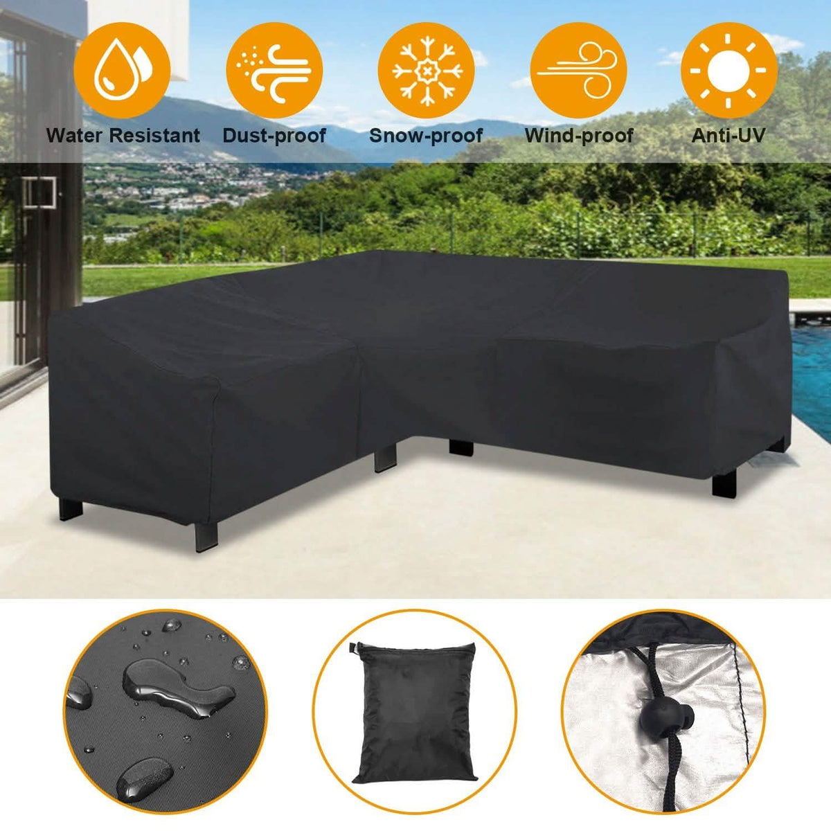 Outdoor L Shape Sofa Covers Water Resistant Garden & Patio - Tophatter Daily Deals