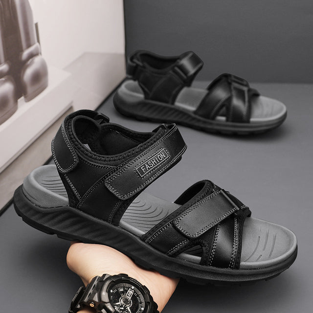 Outdoor Leisure Chunky Bottom Sewing Breathable Hollow Black MEN SANDALS - Tophatter Daily Deals