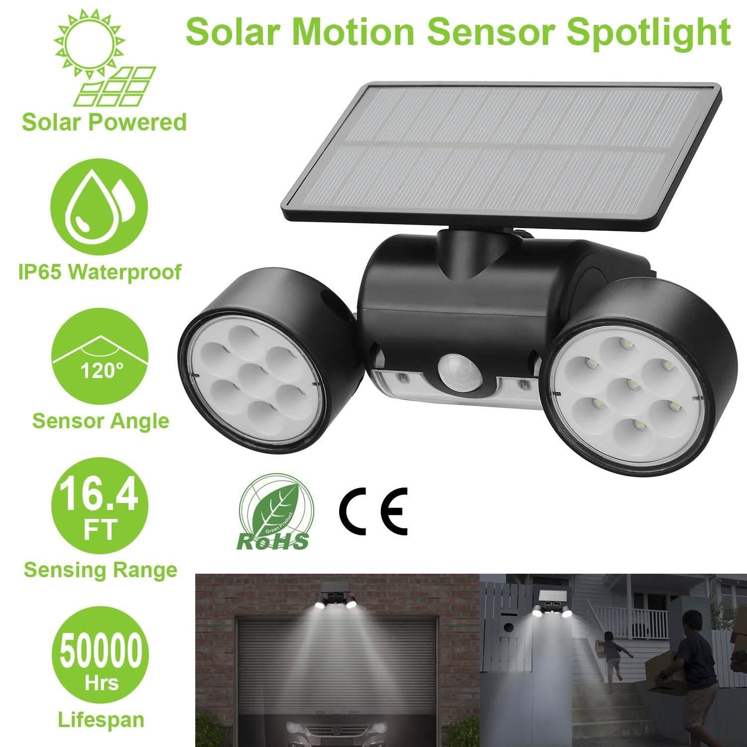 Outdoor PIR Motion Sensor Dusk To Dawn Solar Wall Lamps IP65 Waterproof Outdoor Lighting - Tophatter Daily Deals