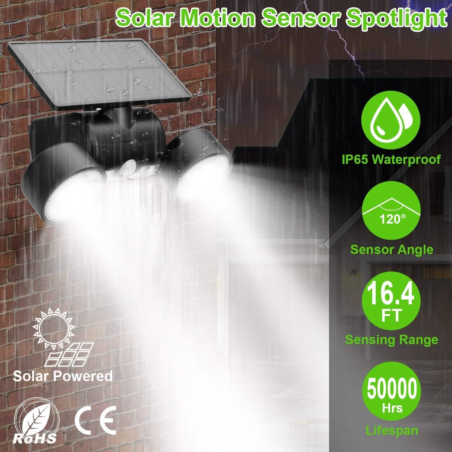 Outdoor PIR Motion Sensor Dusk To Dawn Solar Wall Lamps IP65 Waterproof Outdoor Lighting - Tophatter Daily Deals