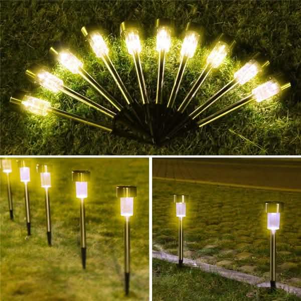 Outdoor Solar LED Solar Lights and Garden LED Lamps Warm White Solar Outdoor Lights - Tophatter Daily Deals