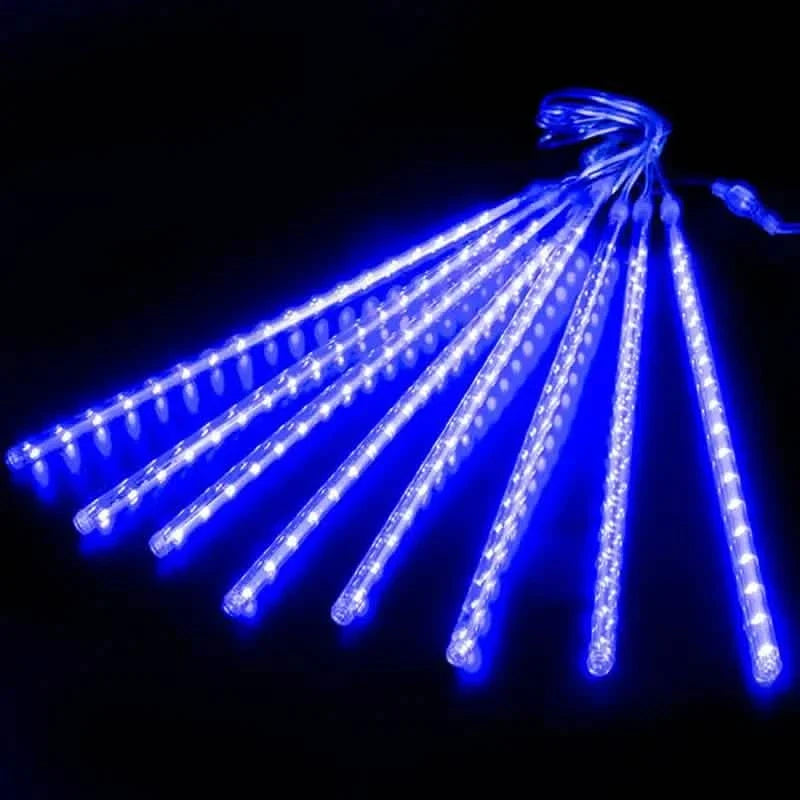 Outdoor Solar Meteor Christmas String Lights Blue LED String Lights - Tophatter Daily Deals