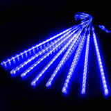 Outdoor Solar Meteor Christmas String Lights Blue LED String Lights - Tophatter Daily Deals