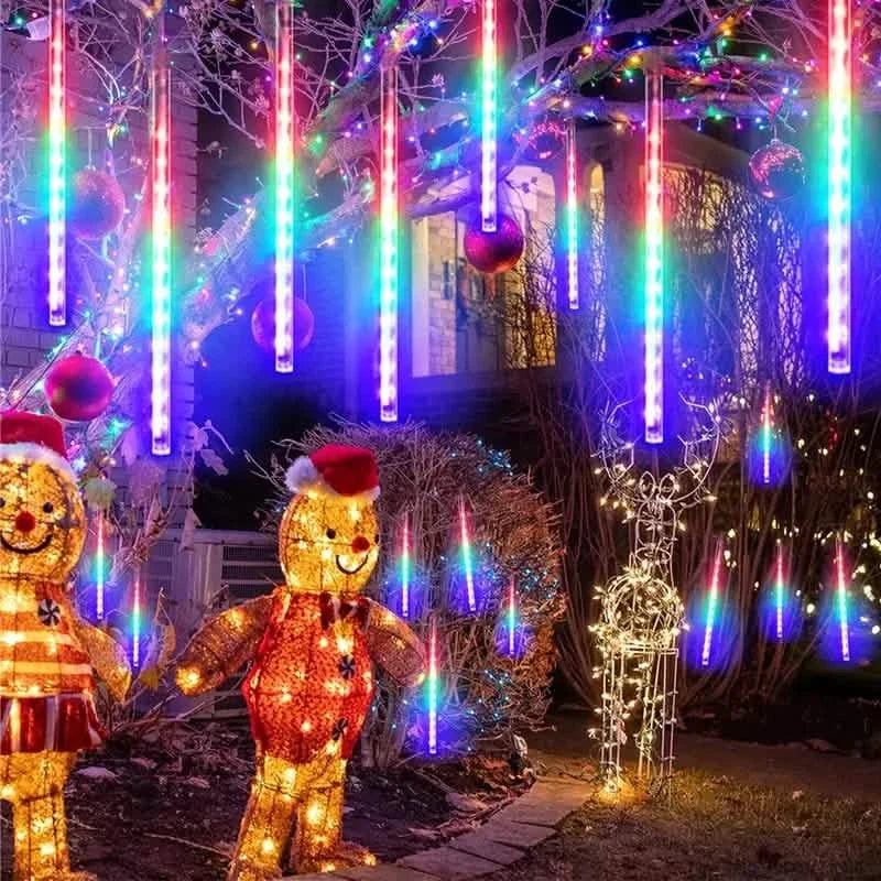 Outdoor Solar Meteor Christmas String Lights LED String Lights - Tophatter Daily Deals