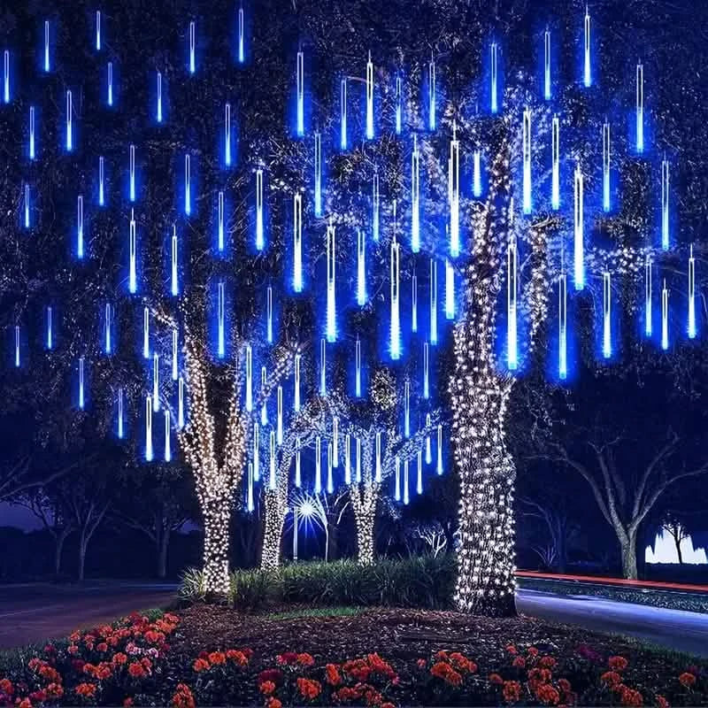 Outdoor Solar Meteor Christmas String Lights LED String Lights - Tophatter Daily Deals