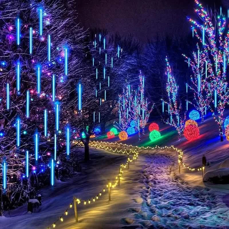 Outdoor Solar Meteor Christmas String Lights LED String Lights - Tophatter Daily Deals