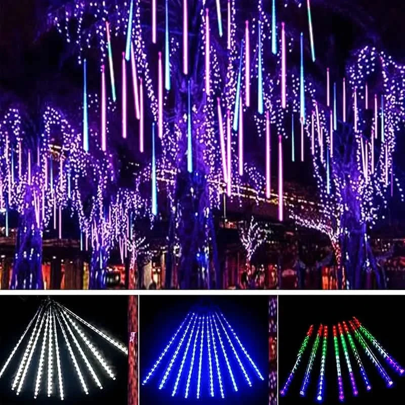 Outdoor Solar Meteor Christmas String Lights LED String Lights - Tophatter Daily Deals