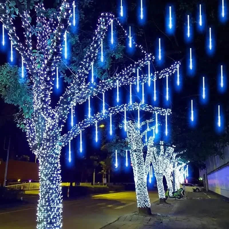 Outdoor Solar Meteor Christmas String Lights LED String Lights - Tophatter Daily Deals