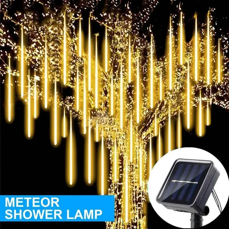 Outdoor Solar Meteor Christmas String Lights LED String Lights - Tophatter Daily Deals