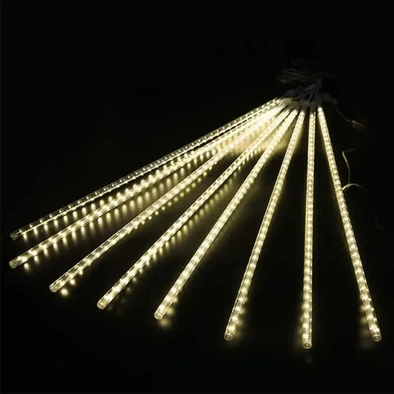 Outdoor Solar Meteor Christmas String Lights Warm White LED String Lights - Tophatter Daily Deals