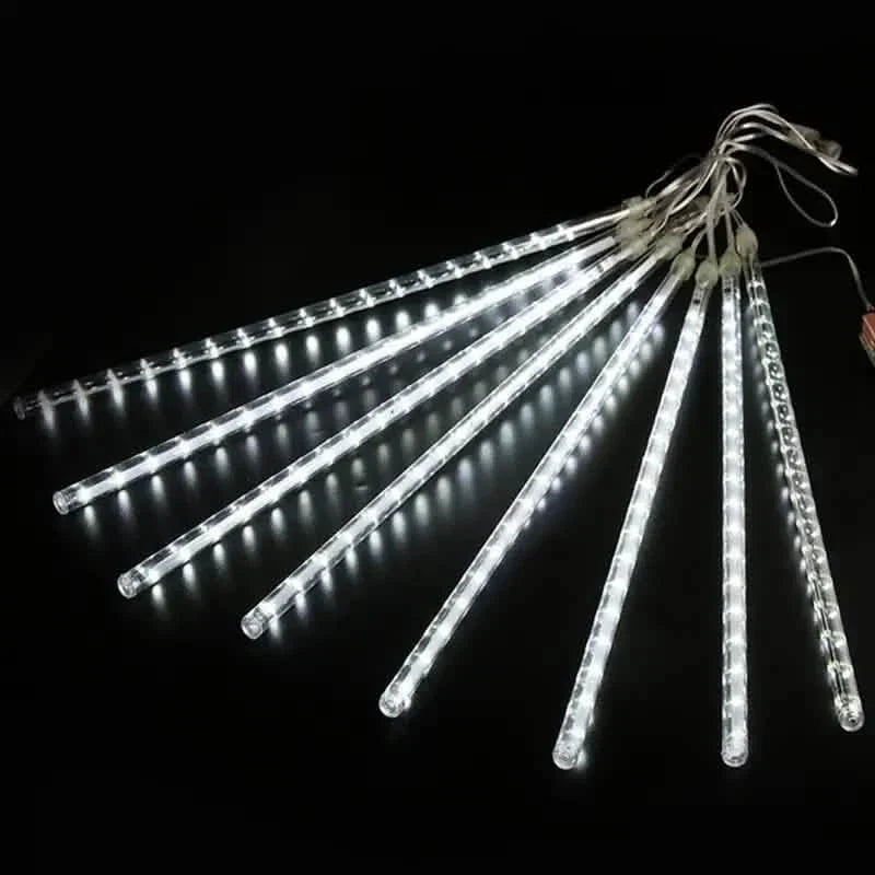 Outdoor Solar Meteor Christmas String Lights White LED String Lights - Tophatter Daily Deals