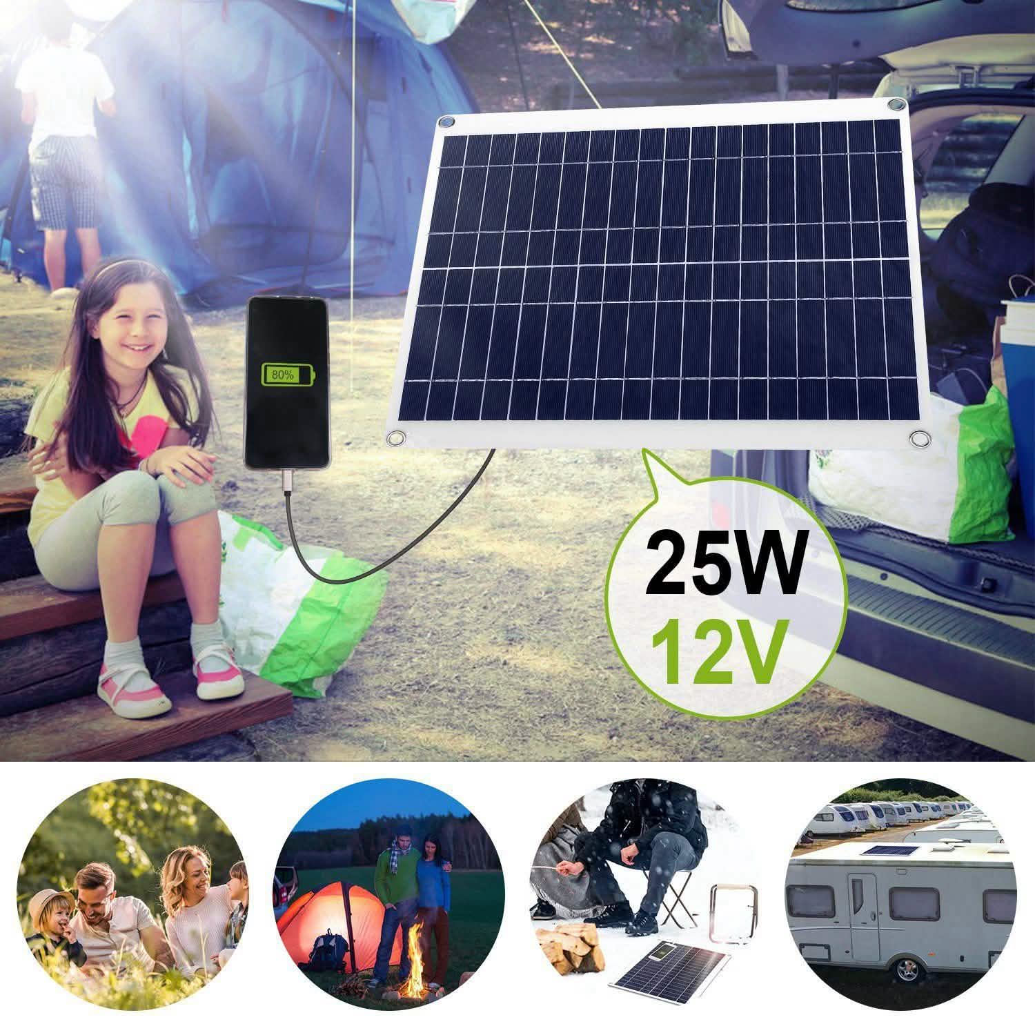Outdoor Solar Panel 12V 25W Car Battery Charger Automotive - Tophatter Daily Deals