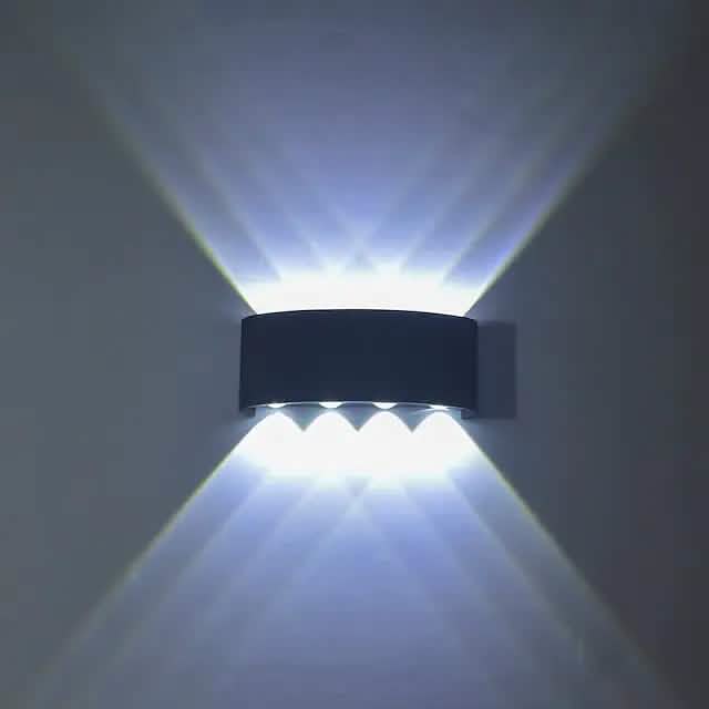Outdoor Waterproof Wall Light Black Cool White Outdoor Lighting - Tophatter Daily Deals