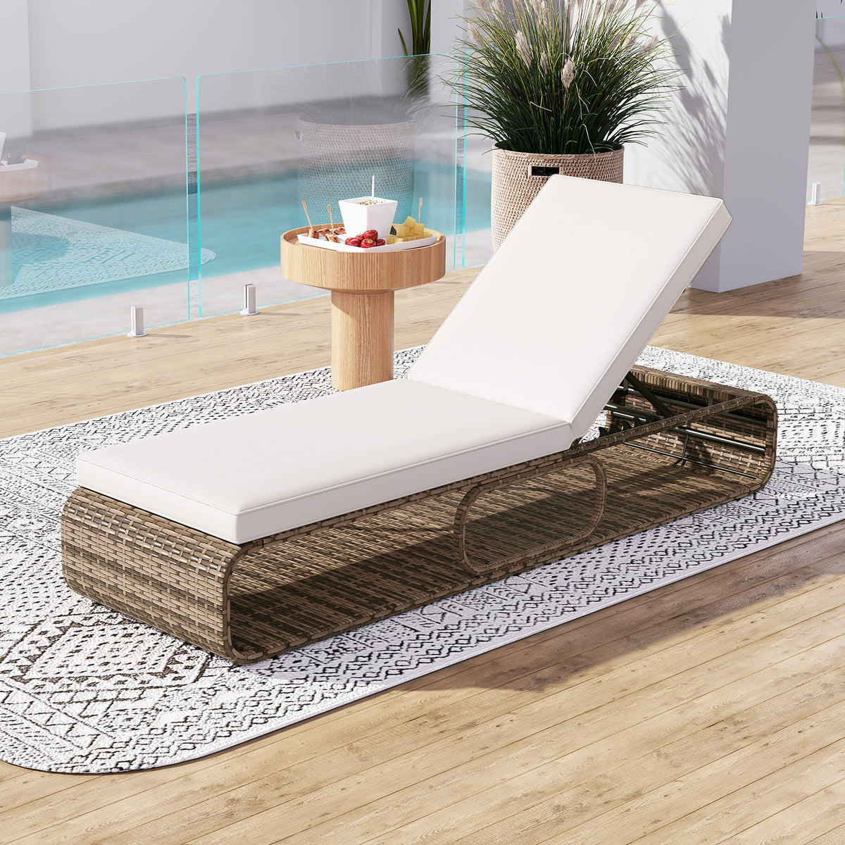 7-Position Adjustable PE Rattan Outdoor Chaise Lounge Chair Garden & Patio - Tophatter Daily Deals
